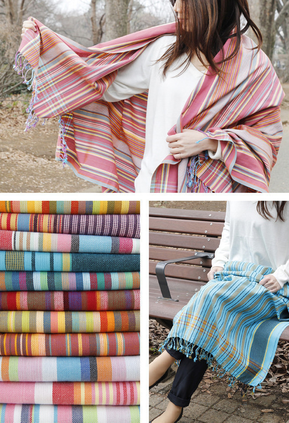 ケニアの綿織物 キコイ　ショール / ストール 5枚目の画像