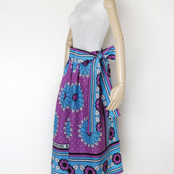 アフリカ布のギャザースカート｜サッシュベルト付き / カンガスカート 6枚目の画像
