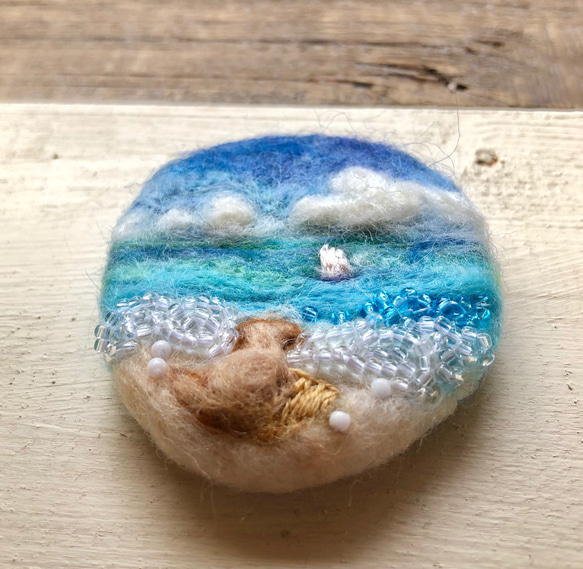 羊毛フェルト 潮風の思い出 ブローチ ハンドメイド ブローチ Felti 