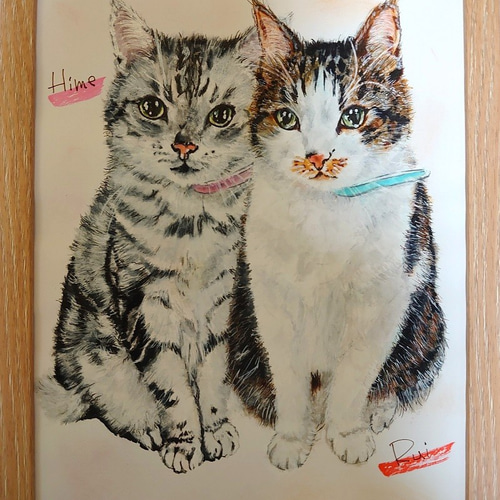 送料無料 いくらから ペット 猫 犬 似顔絵 描きます （A4サイズ） 絵画 りんりんPOP 絵画+タペストリー