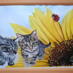 B5サイズ 額縁付 原画1点物 抽象画 水彩画 絵 花 アート 絵画 絵画