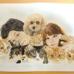 受注制作］［原画］ペット似顔絵アート◇A3サイズ 送料無料