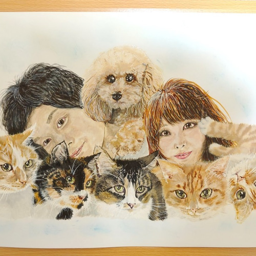 ペットの似顔絵 ネコ似顔絵 オーダーメイド リアル イラスト