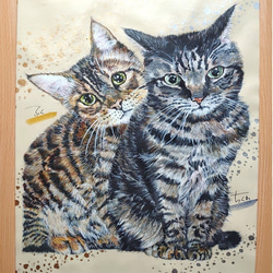 似顔絵　家族　ペット　猫　犬　描きます　（A3サイズ） 6枚目の画像