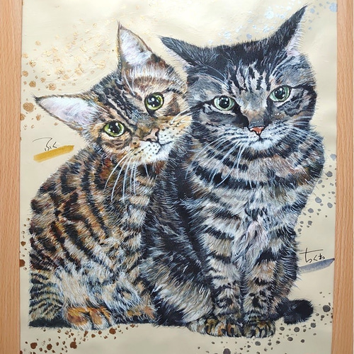 受注制作］［原画］ペット似顔絵アート◇A3サイズ 送料無料