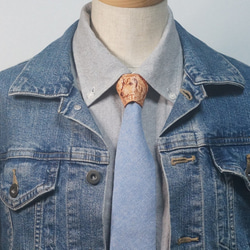 スカーフ留めとしても使える、タイストラップ式ネクタイ　ご当地シリーズ広島平和公園編　本牛革製タンニンなめしヌメ革　 8枚目の画像
