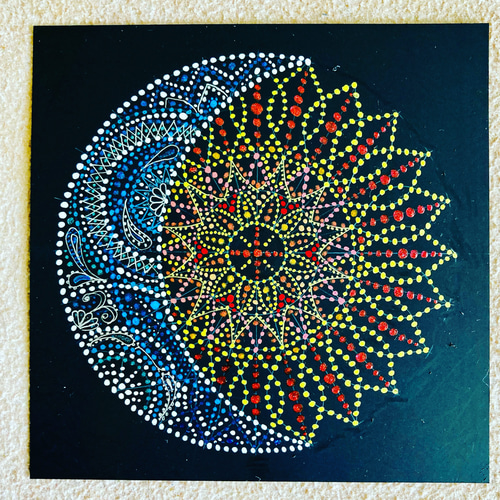 点描画曼荼羅 「「月と太陽」 その他アート ao✱makana 通販