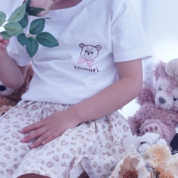 80cm～XL】Tシャツ tシャツ 名入れ くま くまさん リボン ワンポイント  