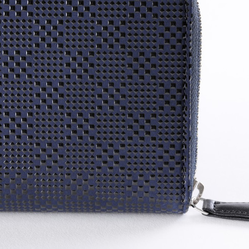 甲州印伝 「ラウンドファスナー束入」 変わり市松（小）柄 長財布 印傳