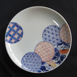 【値下げ】 【真作保証】 市川龍仙 色鍋島 色絵木犀文 七寸皿 0_e090ecde67882e365202133247ab