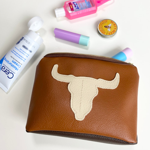 フェイクレザー ポーチ バッファロー スカル ネイティブ インディアン  