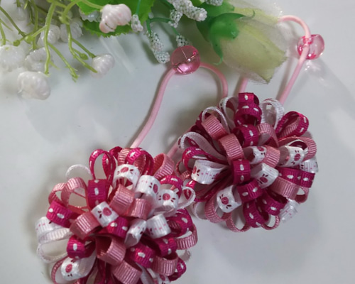 【T-303】くまヘアリボン　キッズヘアゴム　キッズヘアリボン KIDS]シフォンリボンヘアゴム(ヘアアクセサリー) | a.v.v KIDS