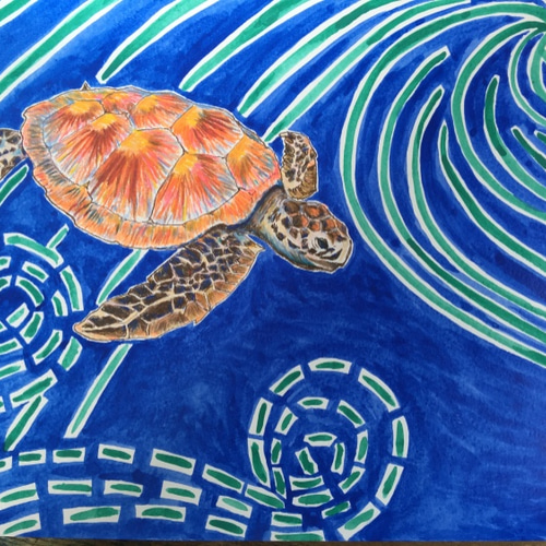 原画 かめ 海亀 亀 カメ Fluid Art フルイドアート ポーリングアート 原画 かめ 海亀 亀 カメ Fluid Art フルイドアート ポーリング