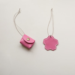 小さめトートバッグ 大人ピンク (桜のチャーム付き) 本革手縫い [送料無料] 6枚目の画像