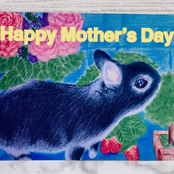 母の日[お花と可愛くうさぎちゃん]ポストカード4枚セット 2枚目の画像