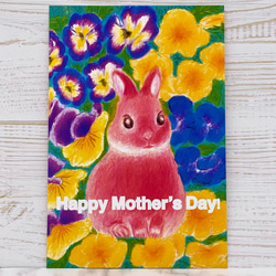 母の日[お花と可愛くうさぎちゃん]ポストカード4枚セット 3枚目の画像