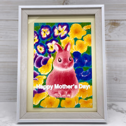 母の日[お花と可愛くうさぎちゃん]ポストカード4枚セット 7枚目の画像