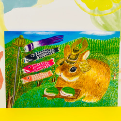 サマーSALE「端午の節句のうさぎちゃんのレターセット」同柄ポストカード1枚プレゼント 4枚目の画像