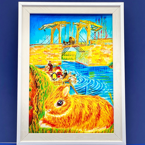 ★未使用★ゴッホ　アルルの跳ね橋　額装　印刷物 ☆ 絵画 P10号 ゴッホ 「アルルの跳ね橋」 複製画 額入り 世界の