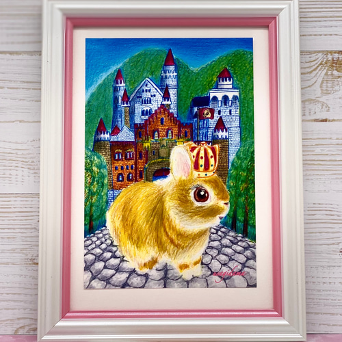 ダイヤ王国のうさぎ/絵画 うさぎ王国へようこそ]同柄ポストカード3枚セット 王冠 お城 ポスト