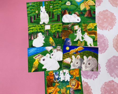 サマーSALE ミニ絵本[勇者うさぎの冒険part2]ポストカード7枚