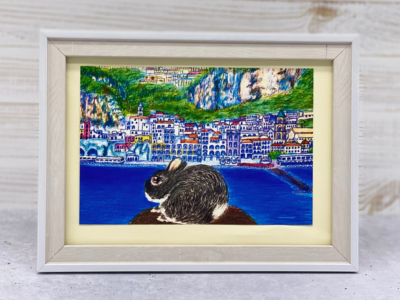 旅するうさぎちゃん[世界遺産イタリアのアマルフィ海岸に行く]同柄ポストカード3枚セット 2枚目の画像