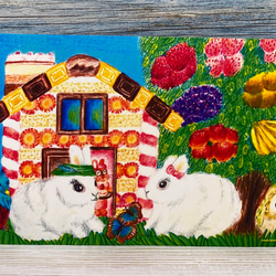 お菓子の家とうさぎちゃん　同柄ポストカード4枚セット 1枚目の画像