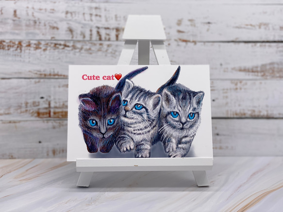 子猫ちゃん達のおしくらまんじゅうポストカード3枚&猫ちゃんのシール16枚&うさぎのシール3枚セット 4枚目の画像