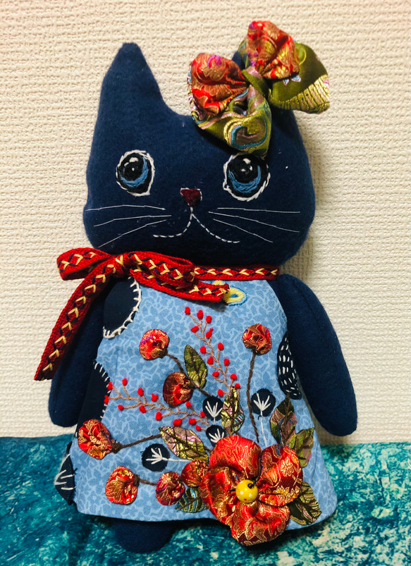 ハンドメイドぬいぐるみ #刺繍ネコちゃん ぬいぐるみ miyu