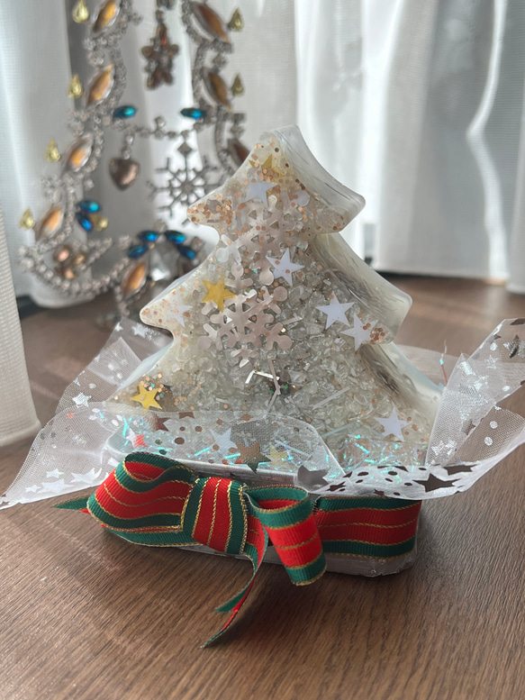 送料込❤️大きなホワイトクリスマスツリーオルゴナイト☆出雲