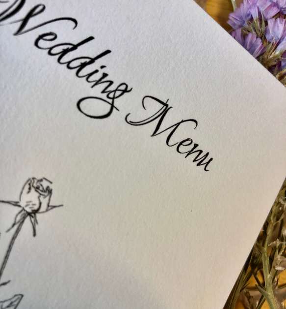 メニュー表　結婚式　二つ折り　コットン紙　角丸 5枚目の画像