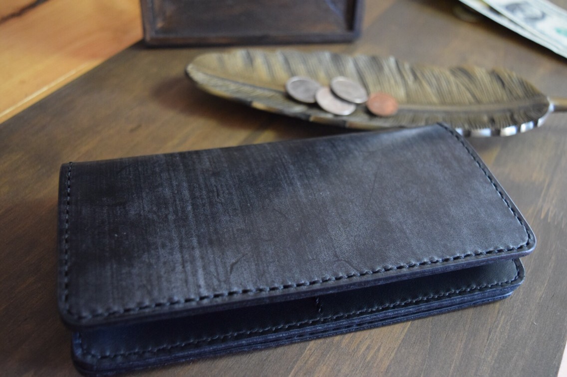 本革　財布　オールレザー　手縫い　レザークラフト ハンドメイド　長財布　黒色 楽天市場】牛革 長財布 本革 メンズ ウォレット OLD POINT