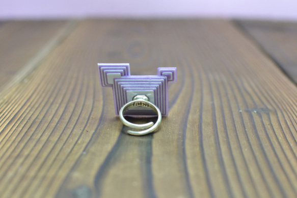 （オーダーメイド可） Squares　Ring (紫&白) 4枚目の画像