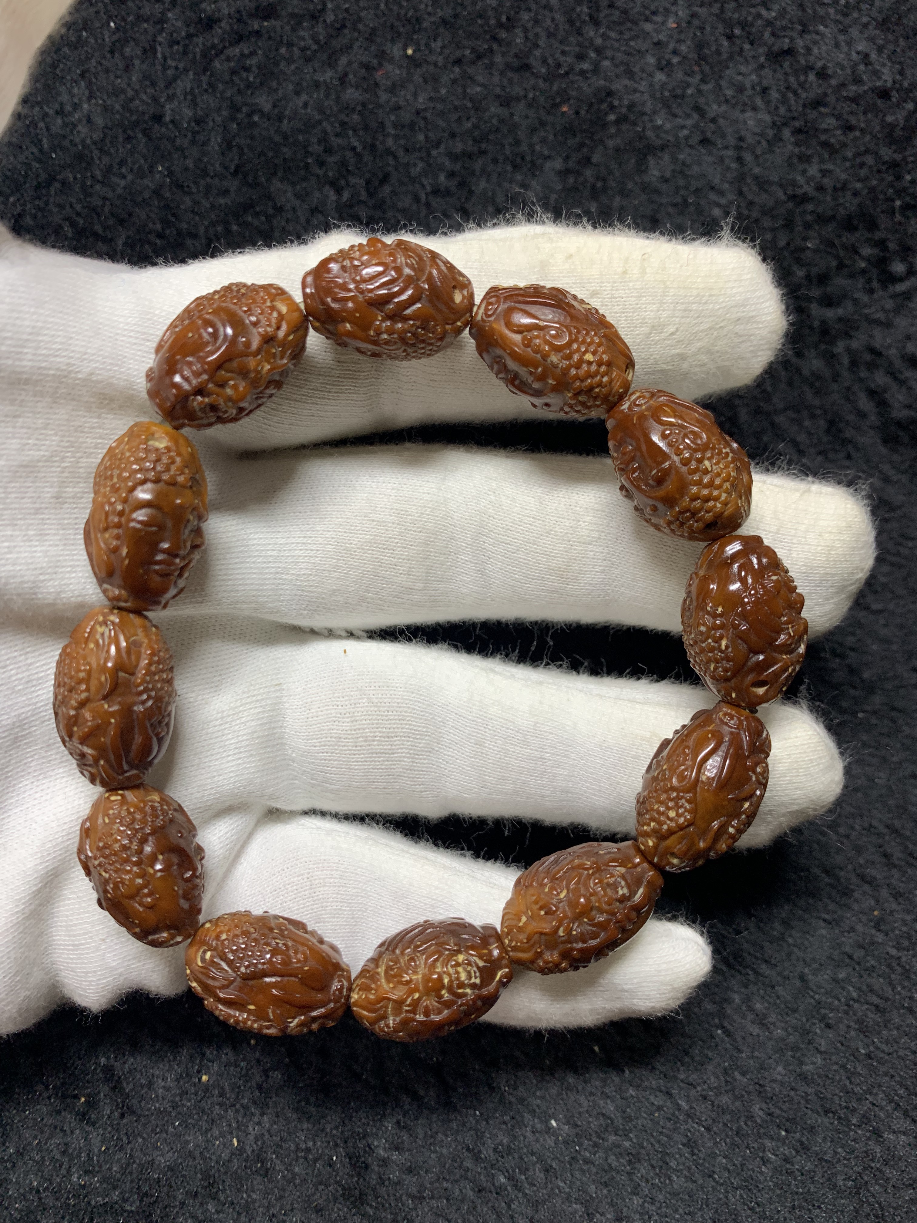 ルドラクシャ紫金鼠菩提彫刻【悪魔と神様】菩提手串131318/21.3g