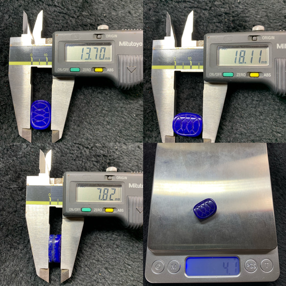 天然石ラピスラズリ青金石彫刻亀の甲13187/4.1g 7枚目の画像