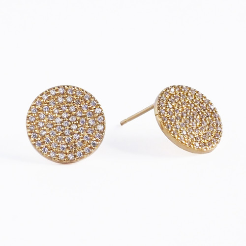K10YG ダイヤモンド ピアス サークル-L / パヴェ ピアス（スタッド・一  