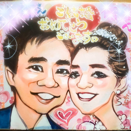 似顔絵 【2名様 】色紙サイズ 手描き お顔メイン 安い 誕生日