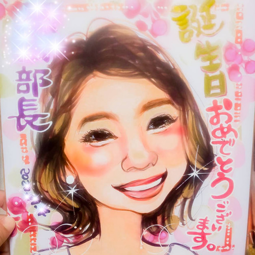 似顔絵 【1名様 】色紙サイズ 手描き お顔メイン 安い 誕生日 還暦