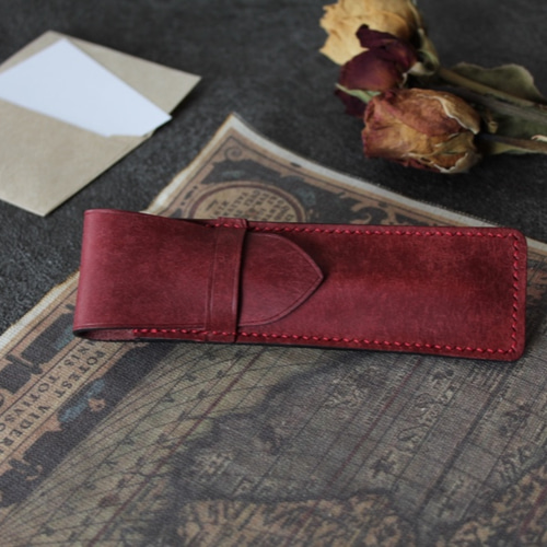 プエブロ】万年筆ペンシース【ボルドー】1本差し ペンケース AR