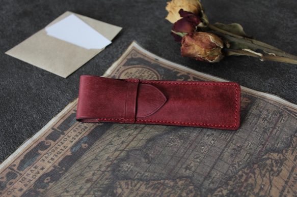 プエブロ】万年筆ペンシース【ボルドー】1本差し ペンケース AR