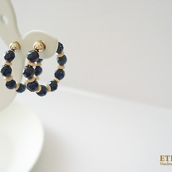 Blue Goldstone and metal beads, tiny hoop earrings 夾式耳環 第3張的照片