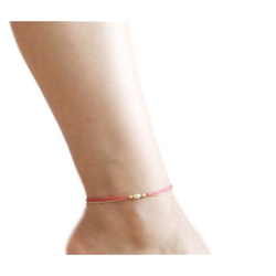 fresh water pearl and metal beads, cord anklet (cherish pink 第5張的照片