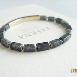 Larvikite and curved pipe bracelet 第2張的照片