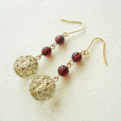 Garnet, antique style hook earrings 穿孔 第1張的照片