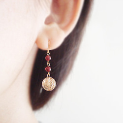 Garnet, antique style hook earrings 穿孔 第4張的照片