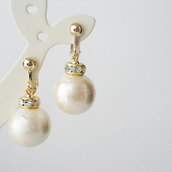 Cotton pearl and Rondelle Bead with Crystal Rhinestones, cli 第4張的照片