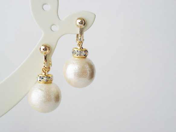 Cotton pearl and Rondelle Bead with Crystal Rhinestones, cli 第4張的照片
