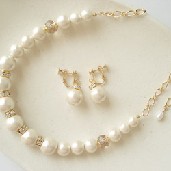 Cotton pearl and Rondelle Bead with Crystal Rhinestones, cli 第6張的照片