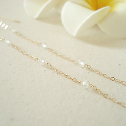 14KGF:White Topaz and long chain, hook earrings（穿孔） 第3張的照片