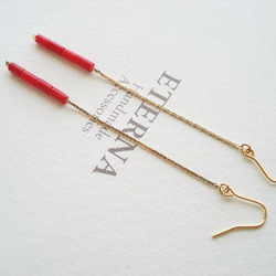 Red sea banboo, long chain hook earrings（穿孔耳環） 第5張的照片